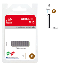 CHIODINI M15 PER FISSATRICI - CON TESTA - 15 MM - ACCIAIO - ROMEO MAESTRI - CONF. 1700 PEZZI 47774