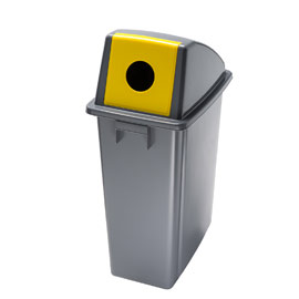 CONTENITORE OFFICE - CON FORO PER BOTTIGLIE - 33X46X79 CM - 60 L - GRIGIO-GIALLO - MEDIAL INTERNATIONAL 76496