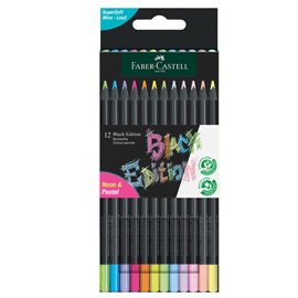 MATITE TRIANGOLARI BLACK EDITION - PASTEL E NEON - FABER-CASTELL - CONF.12 PEZZI 98444