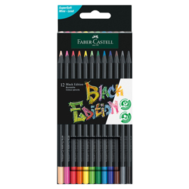 MATITE COLORATE TRIANGOLARE BLACK EDITION - COLORI ASSORTITI - FABER-CASTELL - CONF.12 PEZZI 98441