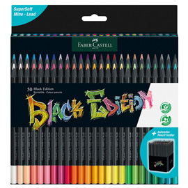MATITE COLORATE TRIANGOLARE BLACK EDITION - COLORI ASSORTITI - FABER-CASTELL - CONF. 50 PEZZI 98445