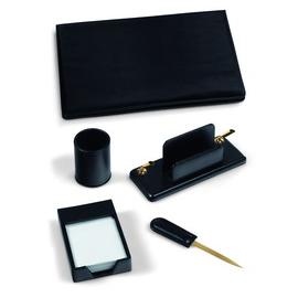 SERVIZIO SCRITTOIO IN SIMILPELLE - 5 COMPONENTI - MARRONE - NIJI ITALIANA 46699