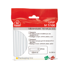 COLLA TERMOFUSIBILE M7/100 - DIAMETRO 7 MM - LUNGHEZZA 10 CM - 200 GR - TRASPARENTE - RO-MA 98259