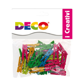 MOLLETTINE MINI - IN LEGNO - COLORI NEON - 25 MM - DECO - CONF. 45 PEZZI 86076