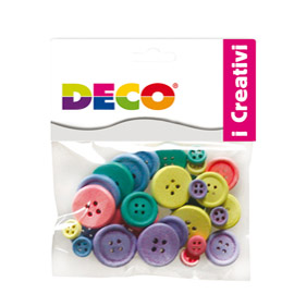 BOTTONI - IN LEGNO - COLORI PASTELLO - DECO - CONF. 30 PEZZI 86080