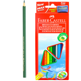 MATITE COLORATE ECO  TRIANGOLARI - MINA 3 MM - CON TEMPERINO - FABER CASTELL - ASTUCCIO 12 PEZZI 76611