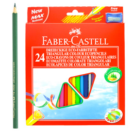 MATITE COLORATE ECO TRIANGOLARI - MINA 3 MM - CON TEMPERINO - FABER CASTELL - ASTUCCIO 24 PEZZI 76612