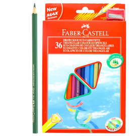 MATITE COLORATE ECO TRIANGOLARI - MINA 3 MM - CON TEMPERINO - FABER CASTELL - ASTUCCIO 36 PEZZI 76613