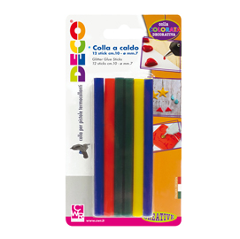 COLLE STICK PER PISTOLE MINI - COLORI ASSORTITI - D 7 MM - LUNGHEZZA 10 CM - DECO - CONF. 12 PEZZI 86221
