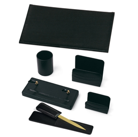 SERVIZIO SCRITTOIO CLASSIC IN SIMILPELLE - 6 COMPONENTI - NERO - NIJI ITALIANA 27221