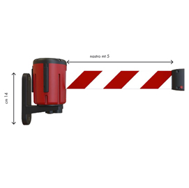 KIT TESTINA RONDO TENSA - NASTRO ESTENSIBILE 5 MT - ROSSO / BIANCO - CON FISSAGGIO A MURO - STUDIO T 94340