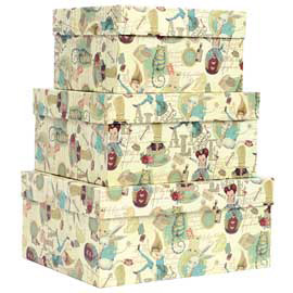 SET SCATOLE REGALO GRANDI - DIMENSIONI ASSORTITE - FANTASIA ALICE - KARTOS - CONF. 3 PEZZI 97152