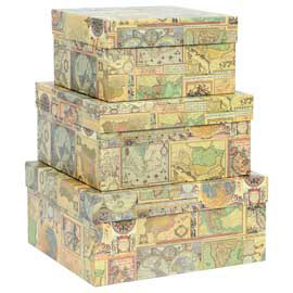 SET SCATOLE REGALO MEDI - DIMENSIONI ASSORTITE - FANTASIA MAPS - KARTOS - CONF. 3 PEZZI 97157