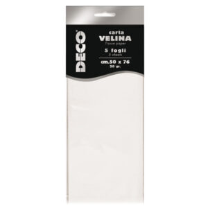 CARTA VELINA - 20 GR - 50 X 76 CM - BIANCO - 5 FOGLI - DECO 89114