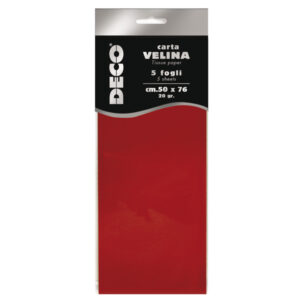 CARTA VELINA - 20 GR - 50 X 76 CM - ROSSO - 5 FOGLI - DECO 89117