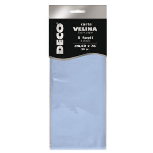 CARTA VELINA - 20 GR - 50 X 76 CM - AZZURRO BABY - 5 FOGLI - DECO 89119