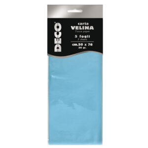 CARTA VELINA - 20 GR - 50 X 76 CM - AZZURRO - 5 FOGLI - DECO 89120
