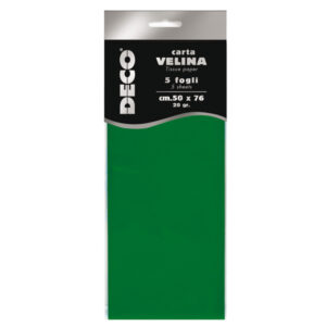 CARTA VELINA - 20 GR - 50 X 76 CM - VERDE CHIARO - 5 FOGLI - DECO 89122