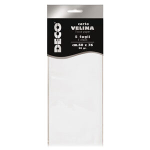 CARTA VELINA - 20 GR - 50 X 76 CM - BIANCO PERLESCENTE - 5 FOGLI - DECO 89124
