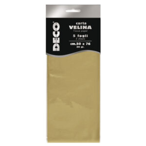 CARTA VELINA - 20 GR - 50 X 76 CM - ORO PERLESCENTE - 5 FOGLI - DECO 89125