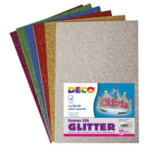 GOMMA CREPP GLITTER - 20X30 CM - COLORI ASSORTITI - DECO - BUSTA 10 FOGLI 91563