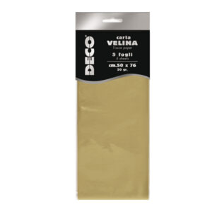 CARTA VELINA METALLIZZATA - 20 GR - 50X76 CM - ORO - DECO - BUSTA 5 FOGLI 91222