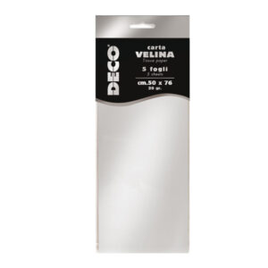 CARTA VELINA METALLIZZATA - 20 GR - 50X76 CM - ARGENTO - DECO - BUSTA 5 FOGLI 91223