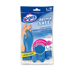 GUANTI IN NITRILE DERMASAFE - TAGLIA L - BLU - LOGEX PROFESSIONAL 88971