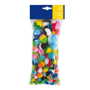 POM-PON A STRISCE - 10-35 MM - COLORI ASSORTITI - DECO - BUSTA 100 PEZZI 91584