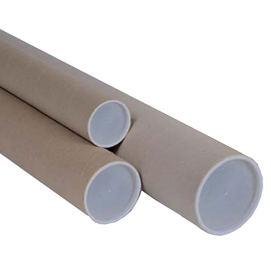 TUBO IN CARTONE AVANA - DOPPIO TAPPO TRASPARENTE - ALTEZZA 70 CM - DIAMETRO 10 CM - POLYEDRA 71957