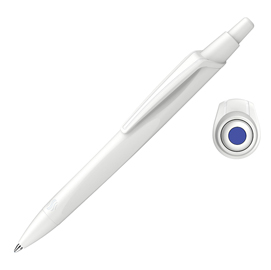 PENNA A SFERA A SCATTO RECO - PUNTA MEDIA - FUSTO BIANCO - INCHIOSTRO BLU - SCHNEIDER 92702
