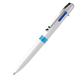 PENNA A SFERA TAKE 4 - PUNTA MEDIA - 4 COLORI - FUSTO BIANCO - SCHNEIDER 92699