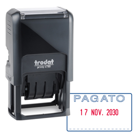 TIMBRO PRINTY 4750-L AUTOINCHIOSTRANTE - DATA + PAGATO - 41X24 MM - 4 MM - BICOLORE - TRODAT 86976