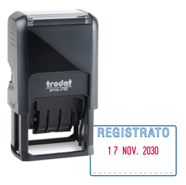 TIMBRO PRINTY 4750-L AUTOINCHIOSTRANTE - DATA + REGISTRATO - 41X24 MM - 4MM - BICOLORE -TRODAT 86977