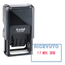 TIMBRO PRINTY 4750-L AUTOINCHIOSTRANTE - DATA + RICEVUTO - 41X24 MM - 4 MM - BICOLORE -TRODAT 86975