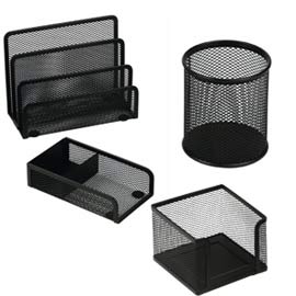 SET SCRIVANIA DA 4 ACCESSORI - RETE METALLICA - NERO - LEBEZ 58001