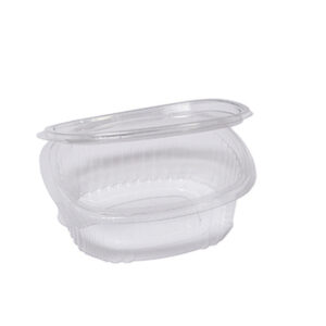 CONTENITORI OVALI IN PET - CON COPERCHIO INCERNIERATO - 12,2 X 10,4 X 4,4 CM - CUKI PROFESSIONAL - PACK 50 PEZZI 90555