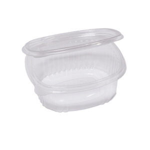 CONTENITORI OVALI IN PET - CON COPERCHIO INCERNIERATO - 14 X 11,9 X 5 CM - CUKI PROFESSIONAL - PACK 50 PEZZI 90556