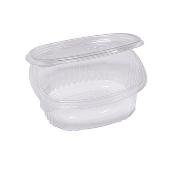 CONTENITORI OVALI IN PET - CON COPERCHIO INCERNIERATO - 14 X 11,9 X 5 CM - CUKI PROFESSIONAL - PACK 50 PEZZI 90556