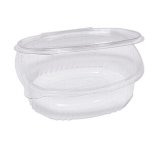 CONTENITORI OVALI IN PET - CON COPERCHIO INCERNIERATO - 18 X 15,1 X 6,5 CM - CUKI PROFESSIONAL - PACK 50 PEZZI 90558
