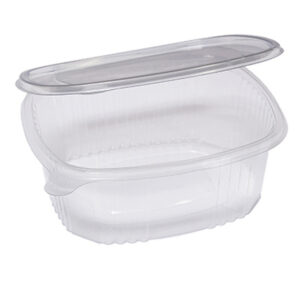 CONTENITORI OVALI IN PET - CON COPERCHIO INCERNIERATO - 22,5 X 19,2 X 7,7 CM - CUKI PROFESSIONAL - PACK 50 PEZZI 90559