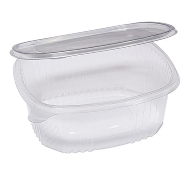 CONTENITORI OVALI IN PET - CON COPERCHIO INCERNIERATO - 22,5 X 19,2 X 7,7 CM - CUKI PROFESSIONAL - PACK 50 PEZZI 90559