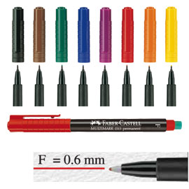 PENNARELLO MULTIMARK UNIVERSALE PERMANENTE CON GOMMA - PUNTA FINE 0,6MM - ASTUCCIO 8 COLORI - FABER CASTELL 68173