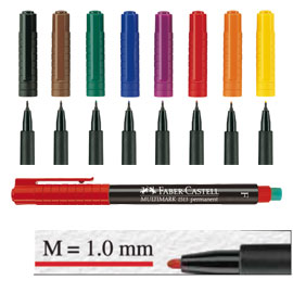 PENNARELLO MULTIMARK UNIVERSALE PERMANENTE CON GOMMA - PUNTA MEDIA 1,0MM - ASTUCCIO 8 COLORI - FABER CASTELL 68174