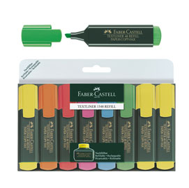 EVIDENZIATORE TEXTLINER 48 - PUNTA A SCALPELLO -  TRATTO 1,0-3,0-5,0MM - ASTUCCIO 8 COLORI - FABER CASTELL 65002