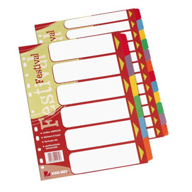 SEPARATORE FESTIVAL - 6 TASTI NEUTRI COLORATI - CARTONCINO 140 GR - A4 - MULTICOLORE - KING MEC 57335
