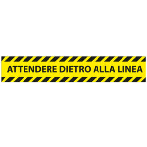 ADESIVI DA TERRA - 45 X 8 CM - ''ATTENDERE DIETRO ALLA LINEA'' - STUDIO T - CONF. 5 PEZZI 90445