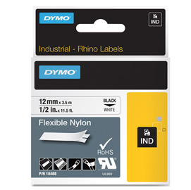 NASTRO RHINO 1734524 - 24 MM X 3,5 MT - NYLON FLESSIBILE - NERO/BIANCO - DYMO 72192