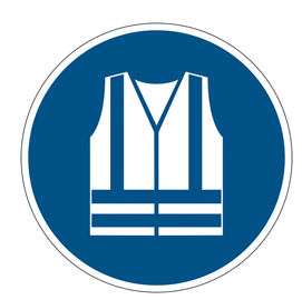 PITTOGRAMMA DA TERRA - GILET DI SICUREZZA OBBLIGATORIO - ADESIVO - DIAMETRO 43 CM - DURABLE 87169