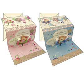 BIGLIETTO AUGURI NASCITA - 2 SOGGETTI ASSORTITI MASCHIO/FEMMINA - KARTOS 97143